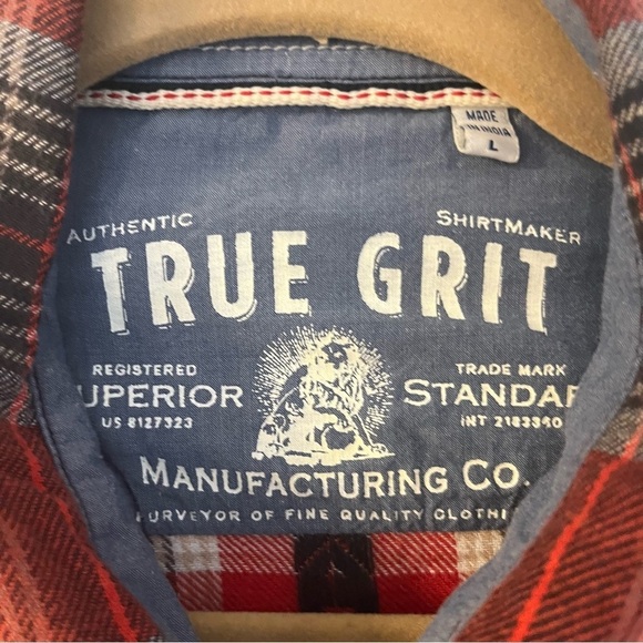 True Grit Red and Black Casual Button Down Shirt Red/Black Aztec Print Sz L - Picture 10 of 12